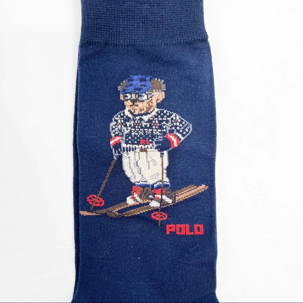 Polo Ralph Lauren Cortina Bear 3 Pack Socks Gift Box Royal / Navy - Picture 8 of 10